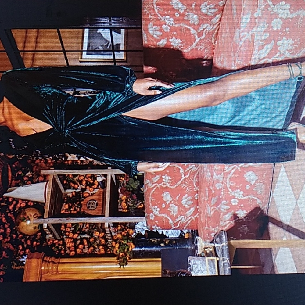 2X Plush Green Stretch Velvet Maxi